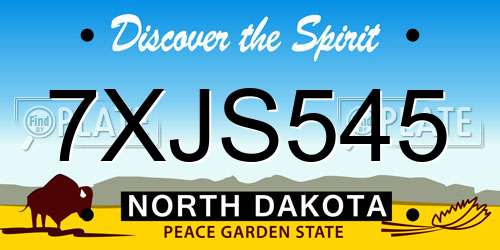 7XJS545 North Dakota License Plate
