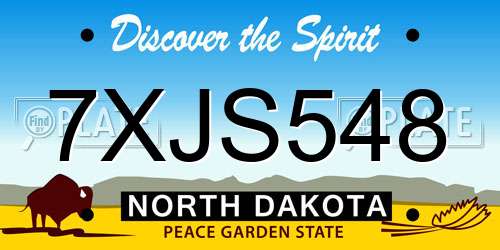7XJS548 North Dakota License Plate