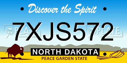 7XJS572 North Dakota License Plate