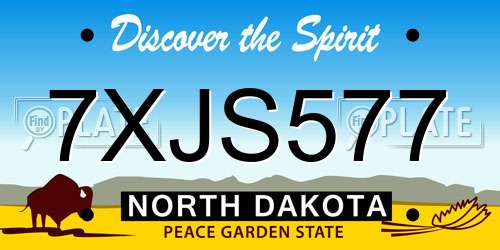 7XJS577 North Dakota License Plate