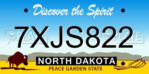 7XJS822 North Dakota License Plate