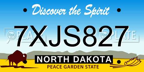 7XJS827 North Dakota License Plate