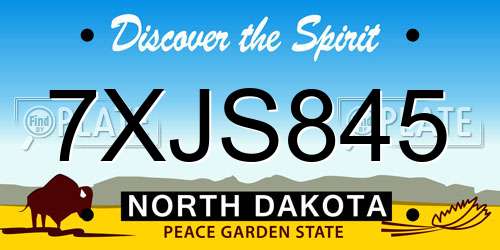 7XJS845 North Dakota License Plate