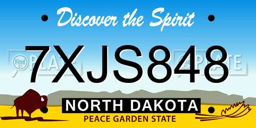 7XJS848 North Dakota License Plate