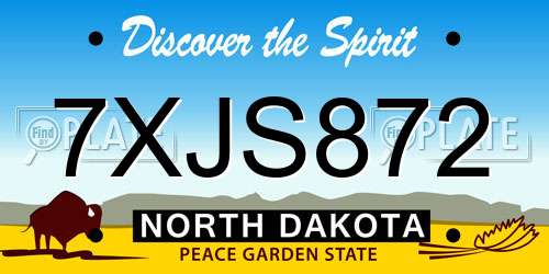 7XJS872 North Dakota License Plate