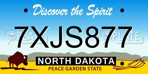 7XJS877 North Dakota License Plate