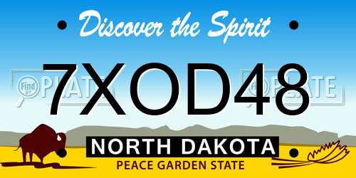 7XOD48 North Dakota License Plate