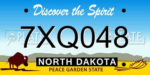 7XQ048 North Dakota License Plate
