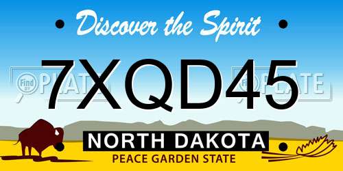 7XQD45 North Dakota License Plate