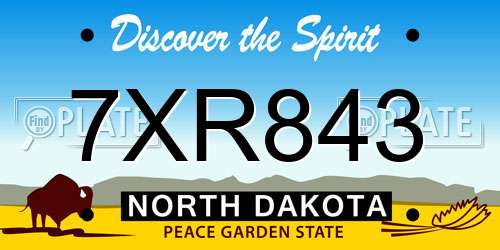 7XR843 North Dakota License Plate