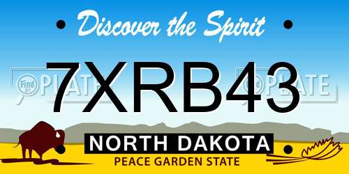 7XRB43 North Dakota License Plate