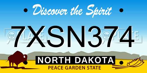 7XSN374 North Dakota License Plate