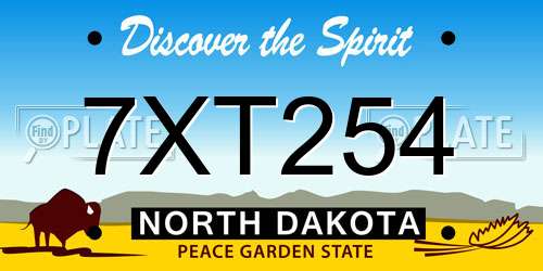 7XT254 North Dakota License Plate