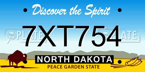 7XT754 North Dakota License Plate