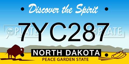 7YC287 North Dakota License Plate