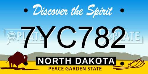 7YC782 North Dakota License Plate