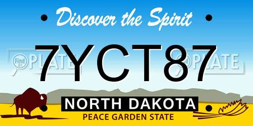 7YCT87 North Dakota License Plate