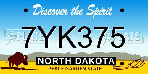 7YK375 North Dakota License Plate