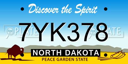 7YK378 North Dakota License Plate
