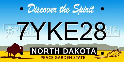 7YKE28 North Dakota License Plate