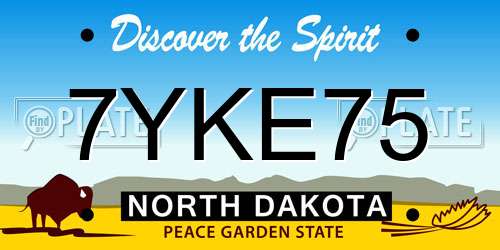 7YKE75 North Dakota License Plate