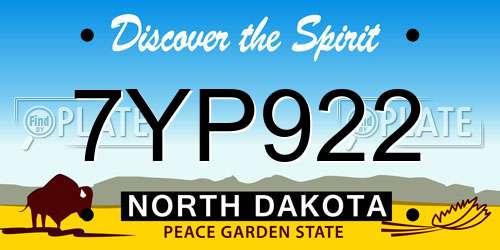 7YP922 North Dakota License Plate
