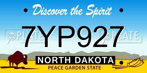 7YP927 North Dakota License Plate