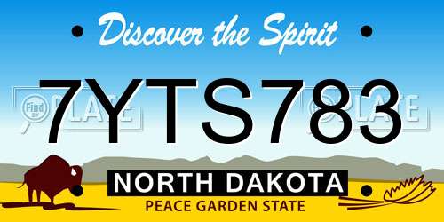 7YTS783 North Dakota License Plate