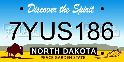 7YUS186 North Dakota License Plate