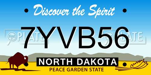 7YVB56 North Dakota License Plate