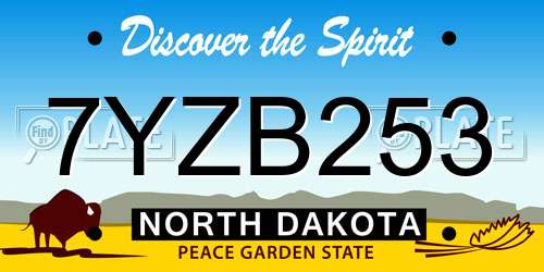 7YZB253 North Dakota License Plate