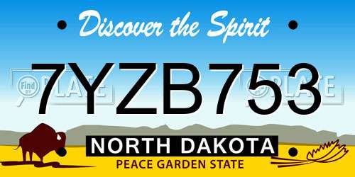7YZB753 North Dakota License Plate