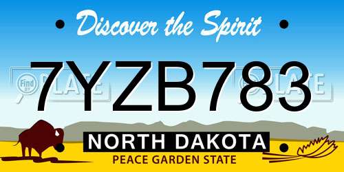 7YZB783 North Dakota License Plate