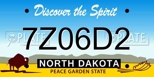 7Z06D2 North Dakota License Plate
