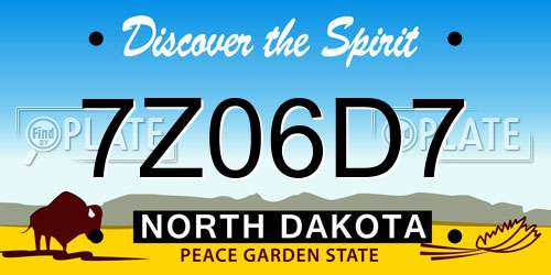 7Z06D7 North Dakota License Plate