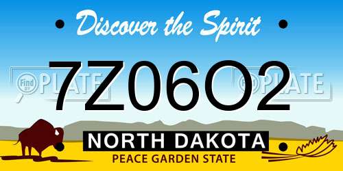 7Z06O2 North Dakota License Plate