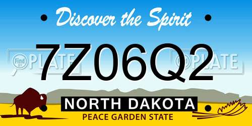 7Z06Q2 North Dakota License Plate