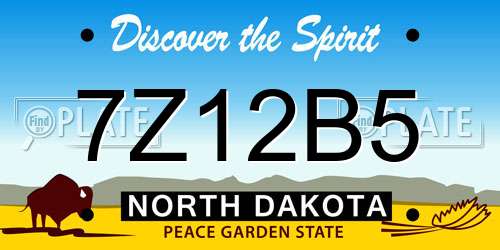 7Z12B5 North Dakota License Plate