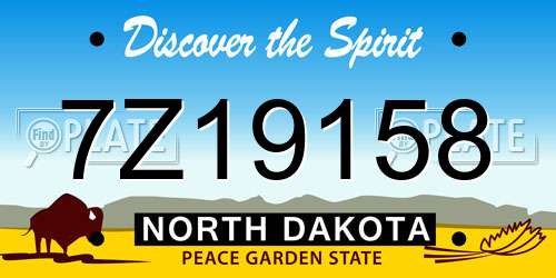 7Z19158 North Dakota License Plate
