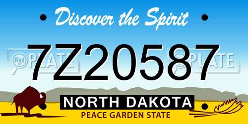 7Z20587 North Dakota License Plate