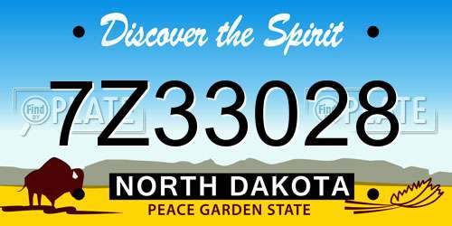 7Z33028 North Dakota License Plate