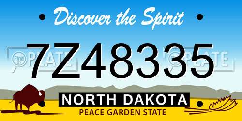 7Z48335 North Dakota License Plate