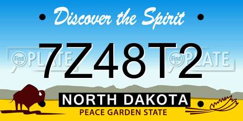 7Z48T2 North Dakota License Plate
