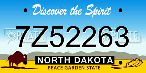 7Z52263 North Dakota License Plate