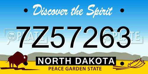 7Z57263 North Dakota License Plate