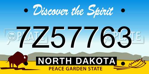 7Z57763 North Dakota License Plate