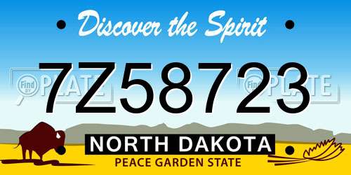 7Z58723 North Dakota License Plate