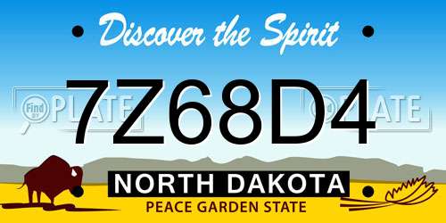 7Z68D4 North Dakota License Plate