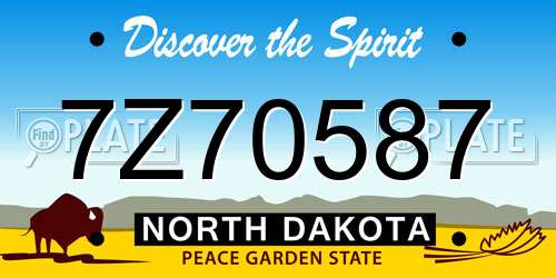7Z70587 North Dakota License Plate