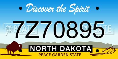 7Z70895 North Dakota License Plate